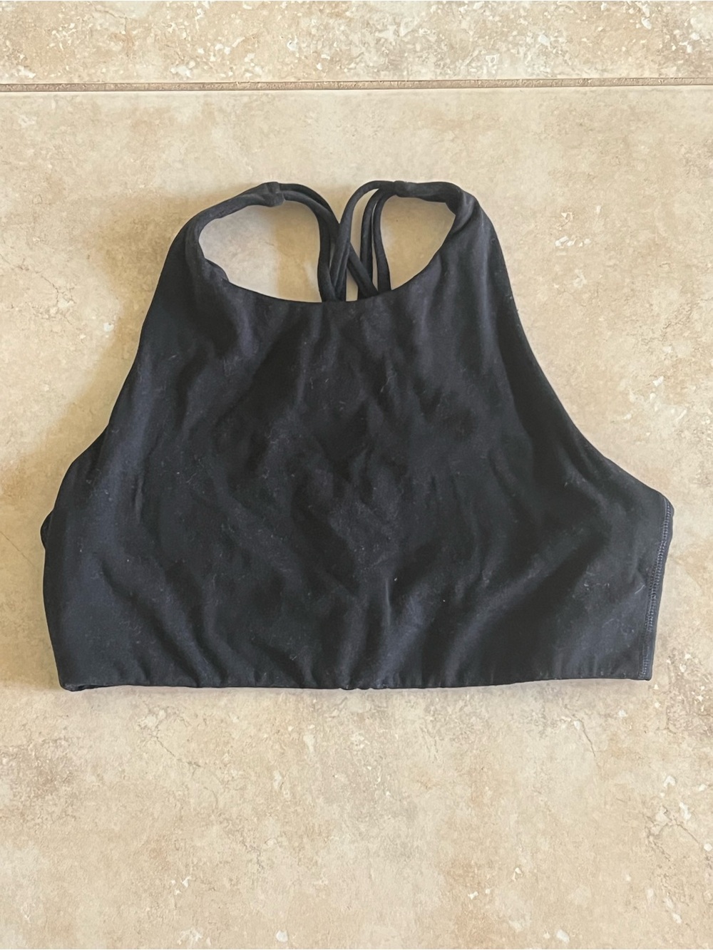 Athleta Black High-Neck Strappy Back Sports Bralette